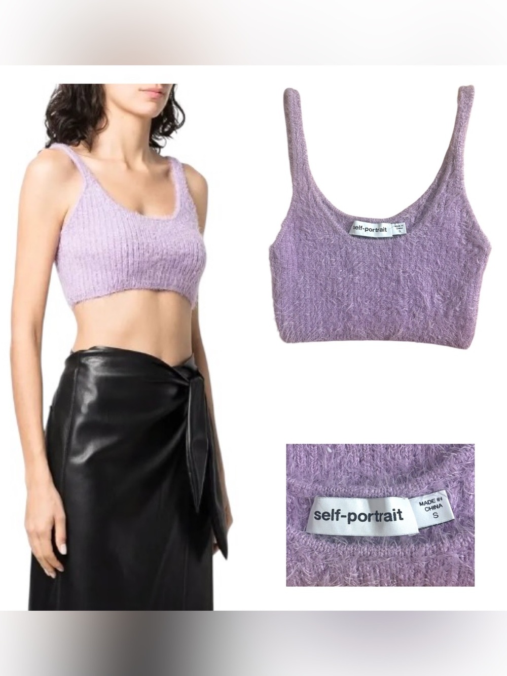 Self-Portrait Fuzzy Knit Crop Top